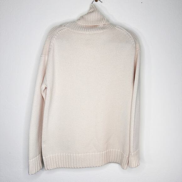 Joseph Chunky Knit Sloppy Joe Ivory Cream Wool Turtleneck Pullover Sweater Small - Picture 10 of 14